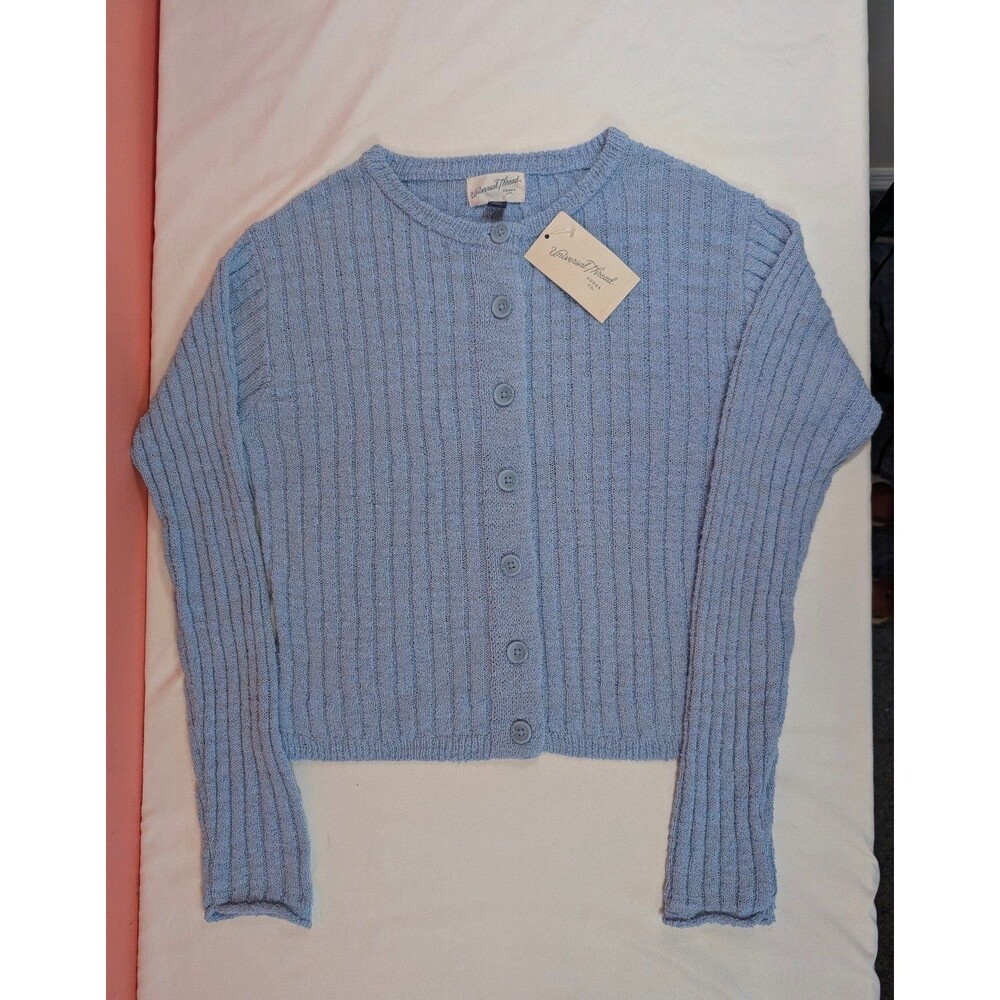 Women's Universal Thread Rib Cardigan Blue Medium - Picture 3 of 7
